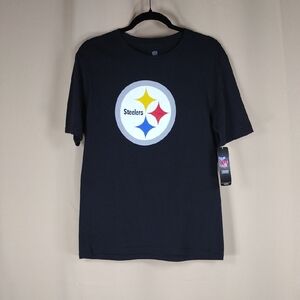 NWT NFL Pittsburgh Steelers Sports Athletic Black Short Sleeve Casual Tee Shirt